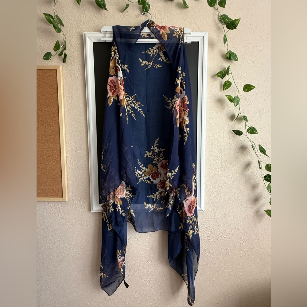 Floral Navy Sheer Wrap